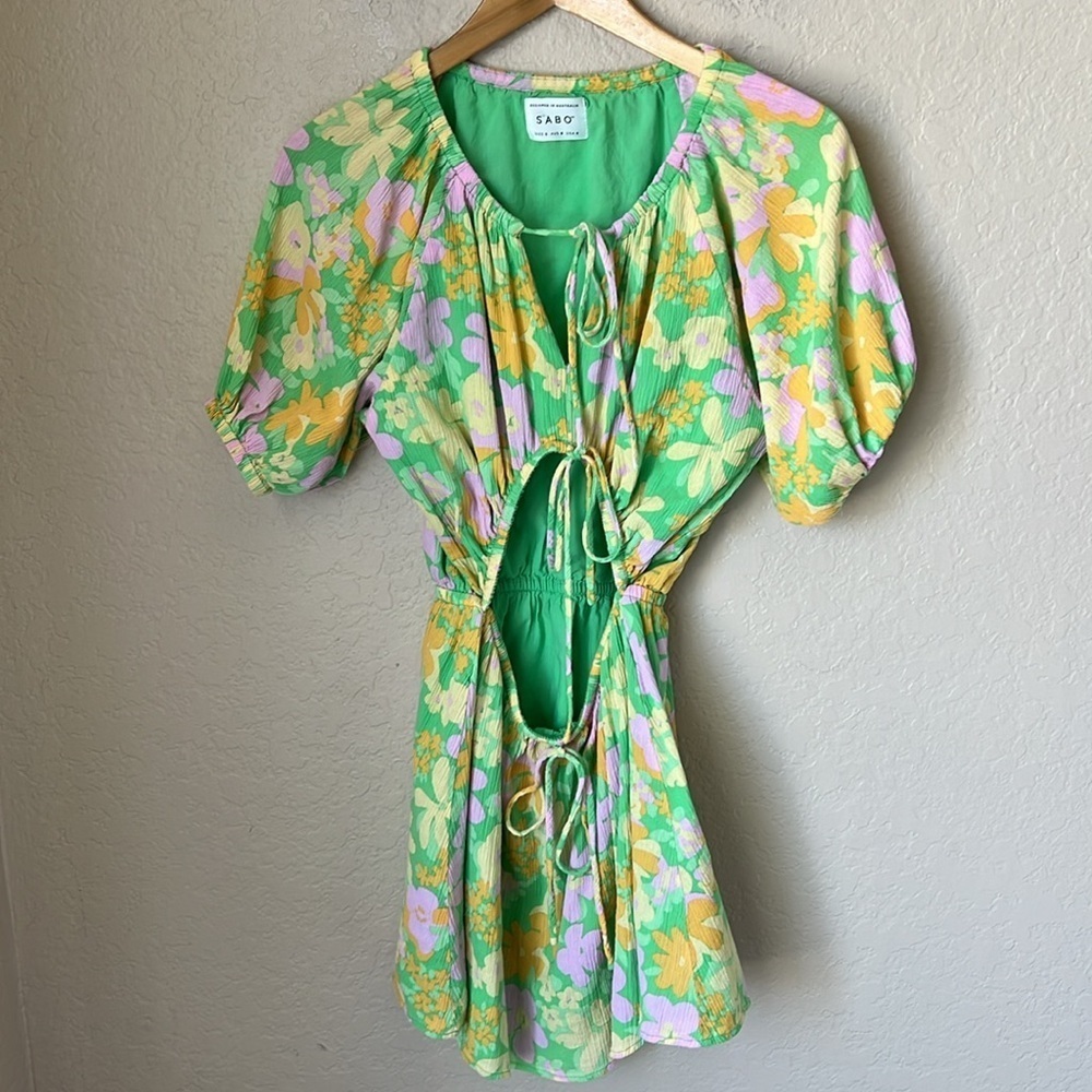 SABO Milo green floral cut out mini dress - Picture 2 of 13